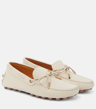 Tod's Gommino Bubble Leather Loafers In White
