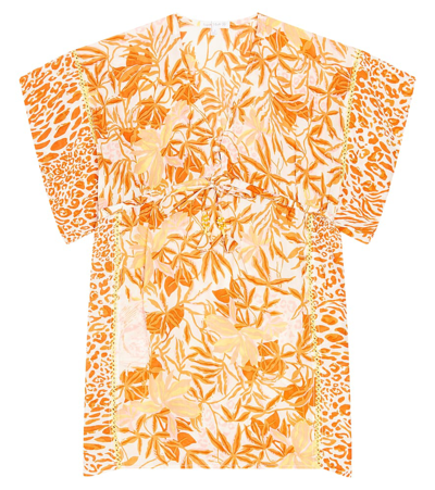 Poupette St Barth Kids' Amaya Floral Kaftan In Yellow