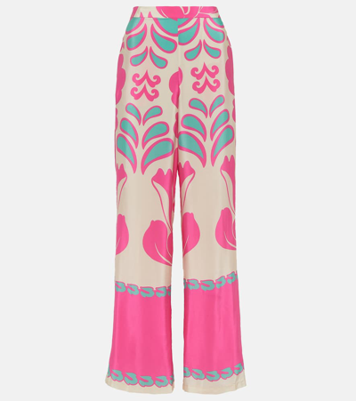 Adriana Degreas Printed High-rise Silk Wide-leg Trousers In Multicoloured