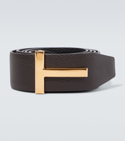 Tom Ford Logo Leather Belt In Multicoloured