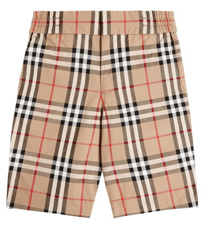 Burberry Kids'  Check Cotton Shorts In Multicoloured