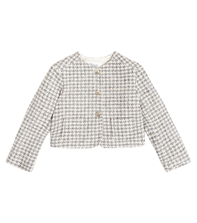 Bonpoint Kids' Collarless Tweed Jacket In Blue