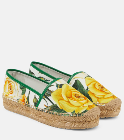 Dolce & Gabbana Floral Canvas Espadrilles In Multicolor