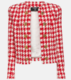 Balmain Button-embelllished Houndstooth Tweed Jacket In Multicoloured