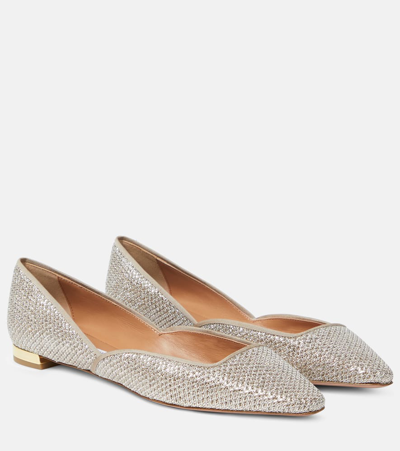 Aquazzura Maia Metallic Ballerina Flats In Gold