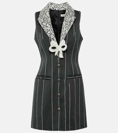 Alessandra Rich Pinstripe Wool-blend Minidress In Black