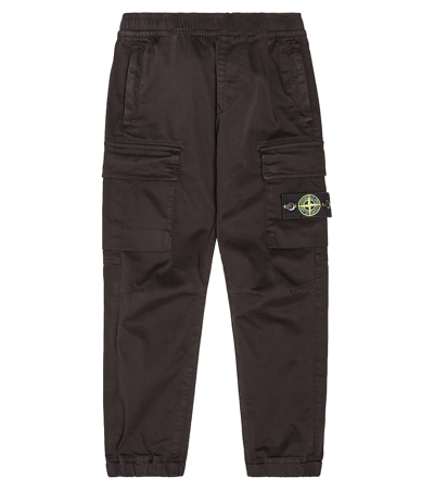 Stone Island Junior Stretch Organic Cotton Cargo Pants In Green
