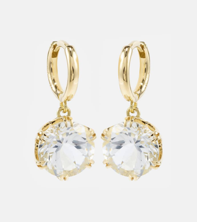 Ileana Makri Crown Mini 18kt Gold Earrings With Topaz In Multicoloured