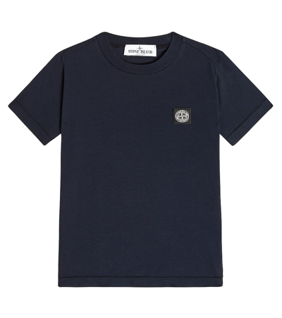 Stone Island Kids' Compass Cotton Jersey T-shirt In Blue