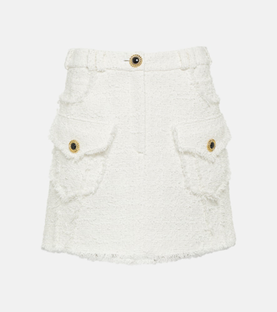 Balmain Tweed Miniskirt In White