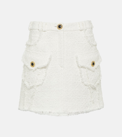 Balmain Cotton-blend Weed Miniskirt In White