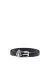 DIESEL LEATHER BELT WITH CRYSTAL LOGO CHARMS