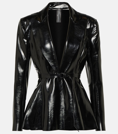 Norma Kamali Faux Leather Blazer In Black