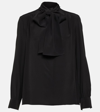 Saint Laurent Black Lavalliere Silk Shirt In Black