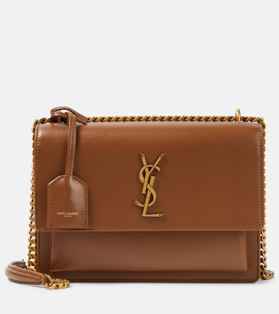 Saint Laurent Sunset Medium Leather Shoulder Bag In Brown