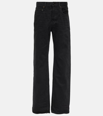 Saint Laurent High-waisted Wide-leg Jeans In Black
