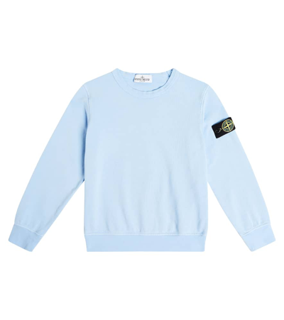 Stone Island Junior Kids' Compass Cotton Sweatshirt In Light Blue