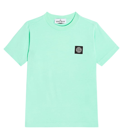 Stone Island Kids' Compass Cotton Jersey T-shirt In Light Blue