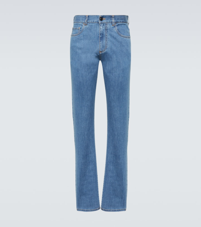 Canali 5-pocket Straight Jeans In Blue