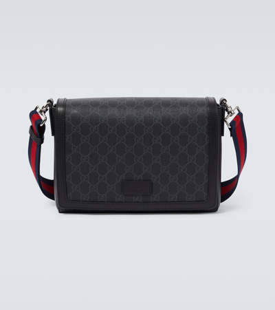 Gucci Gg Leather-trimmed Crossbody Bag In Black  