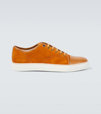 Lanvin Dbb1 Suede And Leather Sneakers In Brown/white