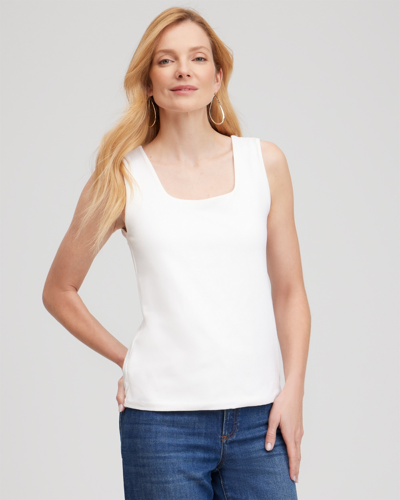 Chico's Contour Cotton Square Neck Tank In White
