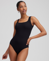 CHICO'S GOTTEX SQUARE NECK ONE PIECE SWIMSUIT IN BLACK SIZE 10 | CHICO'S