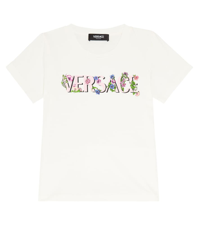 Versace Kids' Medusa Embellished Cotton Jersey T-shirt In White