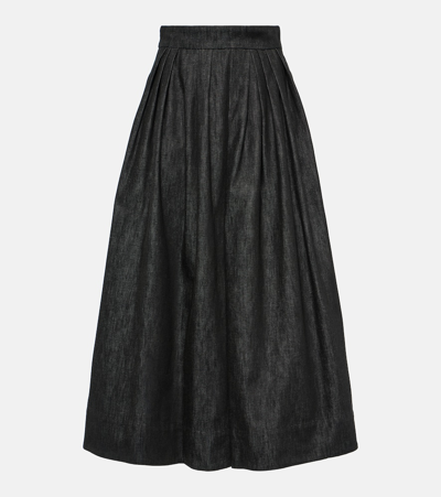 's Max Mara Dindy Pleated Denim Maxi Skirt In Black