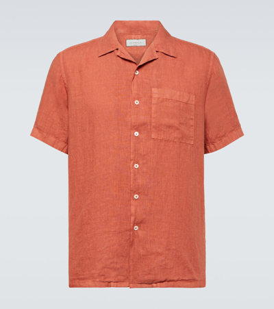 Canali Linen Shirt In Orange