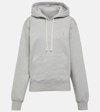 Saint Laurent Cassandre Embroidered Cotton Hoodie In Grey