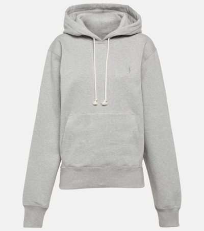 Saint Laurent Cassandre Organic Cotton Hoodie In Grey