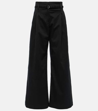 Proenza Schouler Raver High-rise Cotton-blend Wide-leg Pants In Black