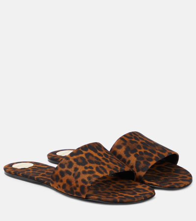 Saint Laurent Carlyle Leopard-print Flat Sandals In Multicolor