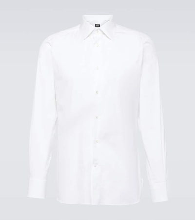 Zegna Cotton Oxford Shirt In White
