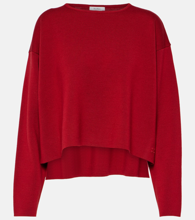 Max Mara Angelo Round Neck Wool Top In Rosso_scuro