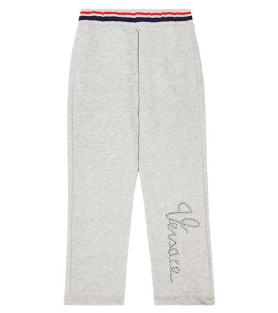 Versace Kids' Printed Cotton Jersey Sweatpants In Grey