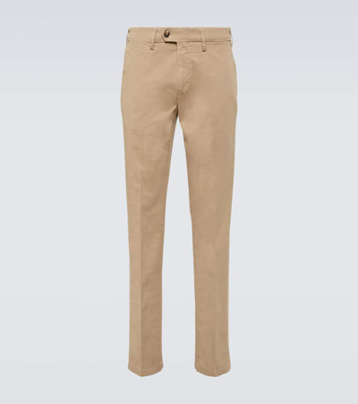 Canali Pressed-crease Chinos In Neutrals