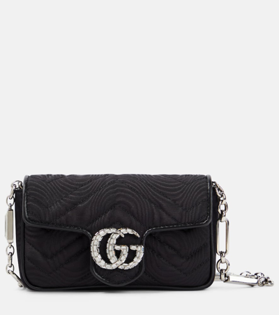 Gucci Gg Marmont Mini Moiré Belt Bag In Black