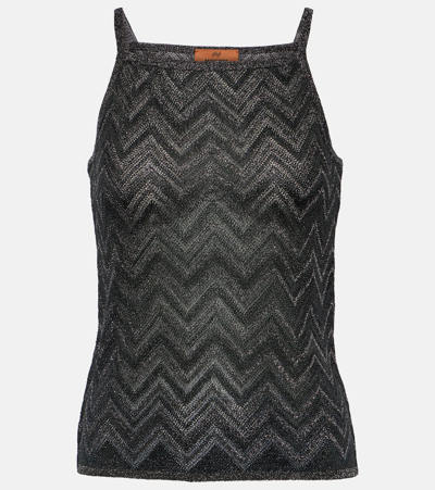 Missoni Zig Zag Jacquard Square Neck Top In Black