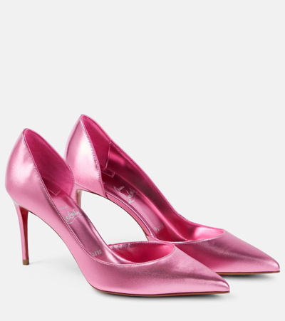 Christian Louboutin Iriza 85 Metallic Leather Pumps In Pink