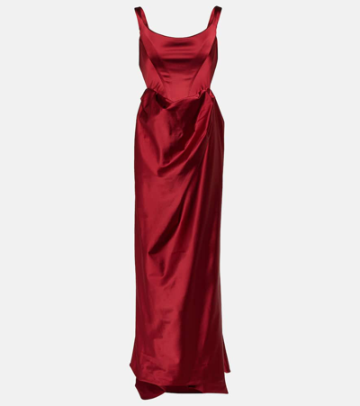 Vivienne Westwood Draped Satin Gown In Red