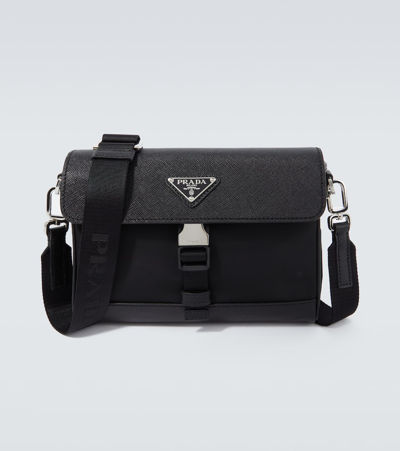Prada Re-nylon Leather-trimmed Crossbody Bag In Animal Print