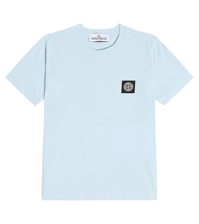 Stone Island Junior Kids' Compass-motif Cotton T-shirt In Blue
