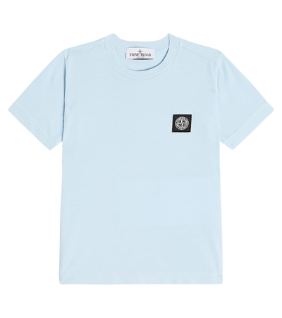 Stone Island Kids' Compass-motif Cotton T-shirt In Blu