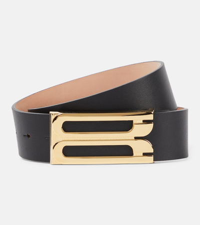 Victoria Beckham Logo Leather Belt In Black