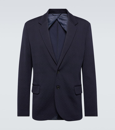 Missoni Zig Zag Single-breasted Wool-blend Blazer In Blue