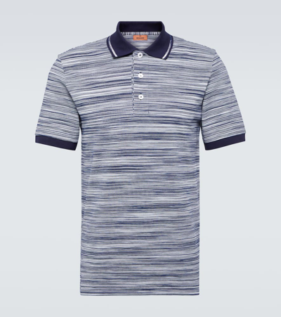 Missoni Embroidered Cotton Polo Shirt In Spac E Dyed Black Whte