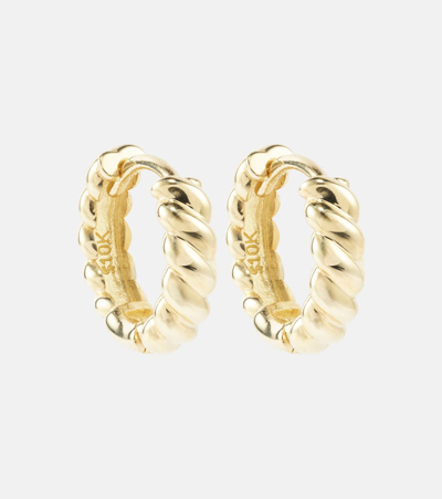 Stone And Strand Brioche 10kt Yellow Gold Hoop Earrings