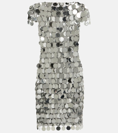 Rabanne Paillette Chainmail Mini Dress In Silver